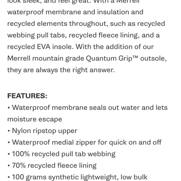 Merrell Snowcreek Sport mid zip polar quilted waterproof boot  7.5 - Picture 14 of 14